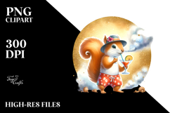 Funky Squirrel in Beachwear Drinking Cocktail Product Image 2
