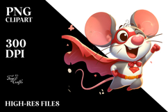 Cute Mouse with Superhero Cape, Soft Drop Shadow PNG Product Image 2