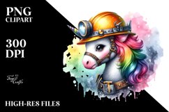 Colorful Baby Unicorn in Miner&#039;s Helmet, PNG Product Image 3
