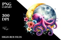 Vibrant Moonlight Octopus Clipart Product Image 4