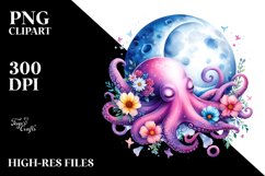 Vibrant Moonlight Octopus Clipart Product Image 3