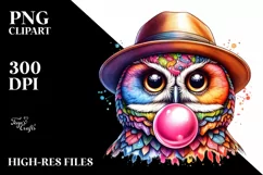 Friend Owl Chewing Gum Fun| Clipart Product Image 1