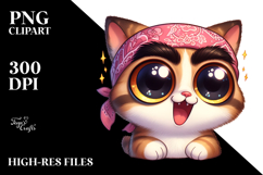 Expression Cat with Bandana, Centered Composition PNG Product Image 2