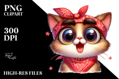 Expression Cat with Bandana, Centered Composition PNG Product Image 2