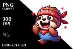 Excited Cartoon Sloth PNG Product Image 2