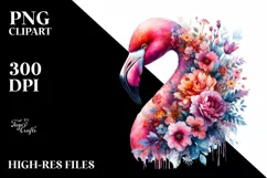 Colorful Flamingo Flowers| Sublimation | Clipart Product Image 1