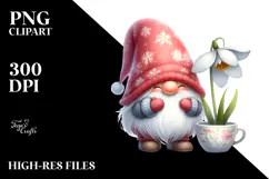 Cute Gnome with Snowdrop, Transparent PNG Product Image 2