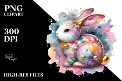Watercolor Colorful Pastel Bunny Made of PNG Product Image 2