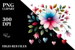 Boho Flower with Hanging Hearts PNG Product Image 2