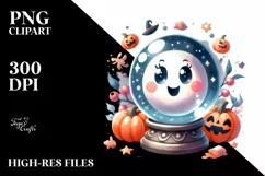 Retro Haloween Crystal Ball PNG Product Image 3