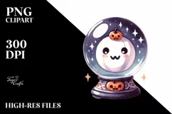 Retro Halloween Crystal Ball PNG Product Image 3