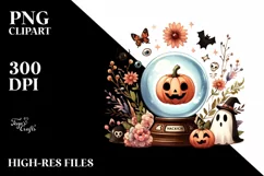 Retro Halloween Crystal Ball PNG Product Image 1