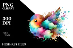 Colorful Bird Painting PNG Product Image 2