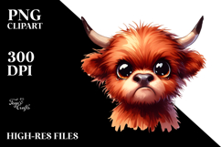 Funny Baby Face Highland Cow PNG Product Image 2