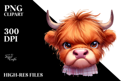 Funny Baby Face Highland Cow PNG Product Image 2