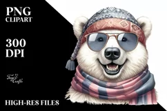 Funny Polar Bear in Scarf and Sunglasses Product Image 3