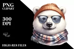 Funny Polar Bear in Scarf and Sunglasses Product Image 1