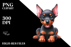 Happy Doberman Pinscher, High-Res PNG Product Image 2