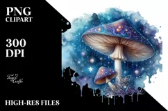 Shiny Mushroom Watercolor Splash PNG Product Image 1