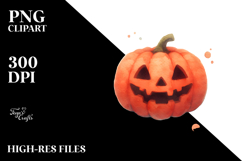 Funny Jack-O'-Lantern Watercolor Image, PNG Product Image 2