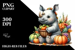 Baby Rhino with Autumn Vegetables | Sublimation | Clipart Product Image 3
