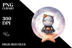 Cute Simple Halloween Hippo PNG Product Image 2