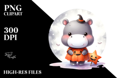 Cute Simple Halloween Hippo PNG Product Image 2