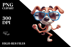 Silly Cartoon Dog with Oversized Sunglasses, PNG Product Image 2