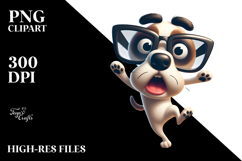 Silly Cartoon Dog with Oversized Sunglasses, PNG Product Image 2