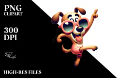 Silly Cartoon Dog with Oversized Sunglasses, PNG Product Image 2