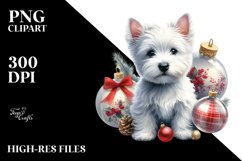 a Cute West Highland White Terrier with Christmass Globes Product Image 3