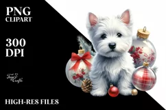 a Cute West Highland White Terrier with Christmass Globes Product Image 3