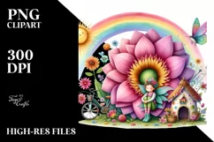 cute fairy house rainbow bird | Sublimation | Clipart Product Image 1
