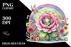 Colorful Fairy House Rainbow Bird Butterfly Bike Clipart Product Image 2