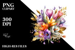 bouquet of Crocus with Gold Foil Splashes | Clipart Product Image 3