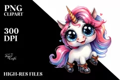 Expressive Funny Smiling Unicorn Big Eyes Clipart Product Image 1