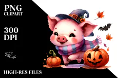 Cute Baby Pig, Watercolor PNG Product Image 2