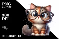 Sitting Cat with Confused Eyes | Sublimation | Clipart Product Image 1