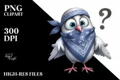 Confused Funny Dove Bandana Clipart Product Image 1