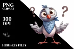 Confused Funny Dove Bandana Clipart Product Image 3