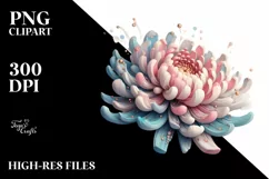 Pastel Wooden Chrysanthemum | Sublimation | Clipart Product Image 3
