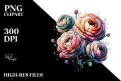 Stained Ranunculus Watercolor| Sublimation | Clipart Product Image 3