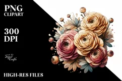 Wooden Stained Ranunculus Watercolor Splash | Sublimation | Product Image 1