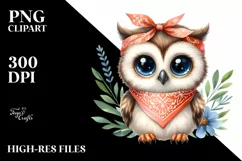 Happy Baby Owl Bandana Clipart Product Image 1
