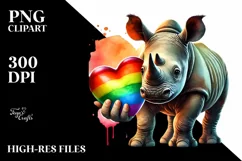 Cute Baby Rhino with Heart PNG Product Image 2