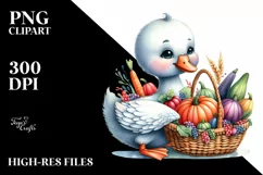 Quirky Baby Swan Carrying Autumn Vegetables Product Image 1