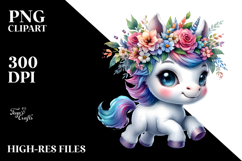 Vibrant Drawing of a Cute Baby Unicorn PNG Product Image 2
