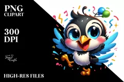 a Cute Colorful Baby Crow Dancing | Clipart Product Image 1