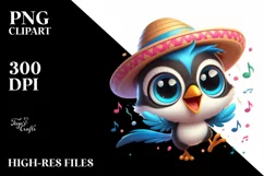 a Cute Colorful Baby Crow Dancing | Clipart Product Image 1