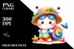Cute Baby Snail Dressed for Summer Watercolor | Sublimation Product Image 3